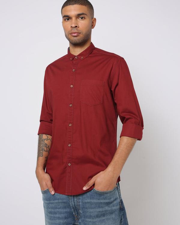 Slim Fit Shirt with ButtonDown Collar JioMart