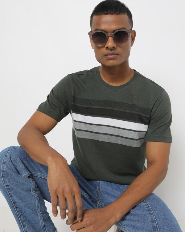 CrewNeck Tshirt with Stripe Panels JioMart