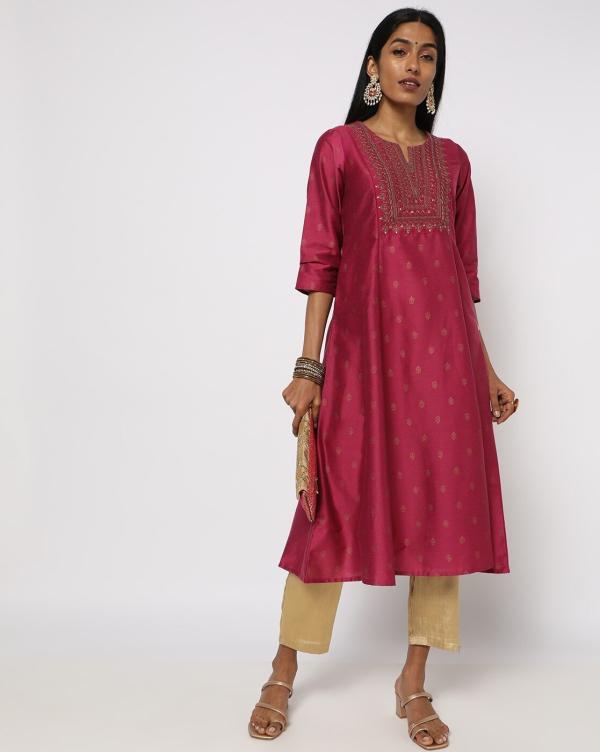 Aline Kurta with Yoke Embroidery JioMart