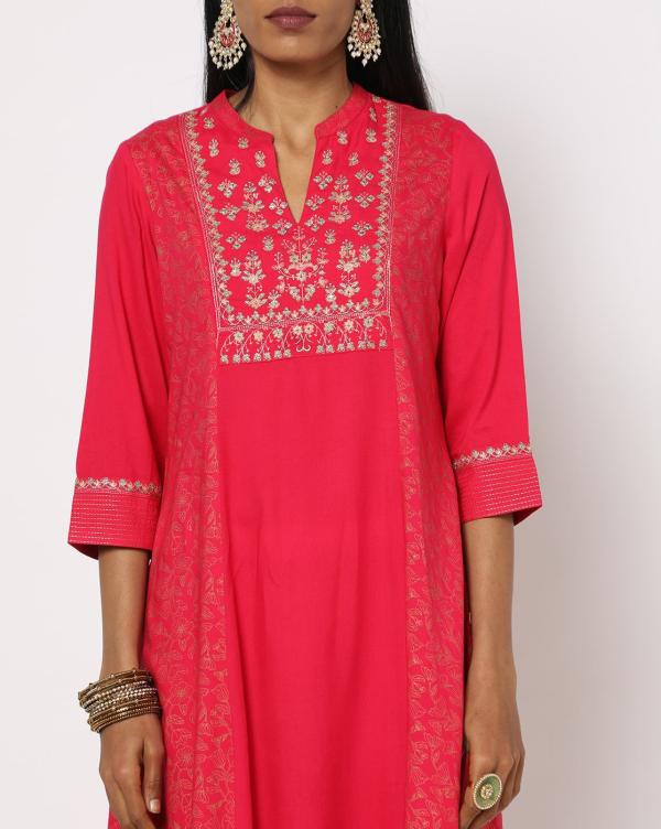 Aline Kurta with Yoke Embroidery JioMart