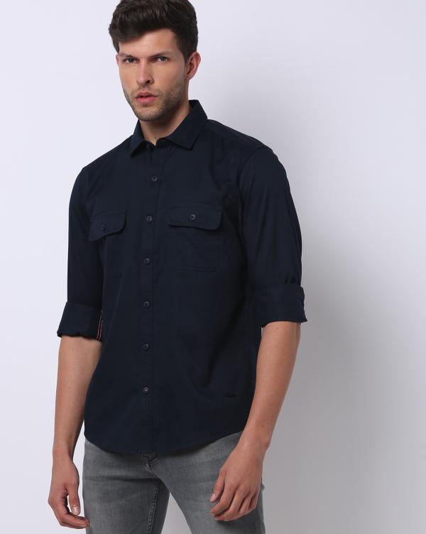 Slim Fit Shirt with Flap Pockets JioMart