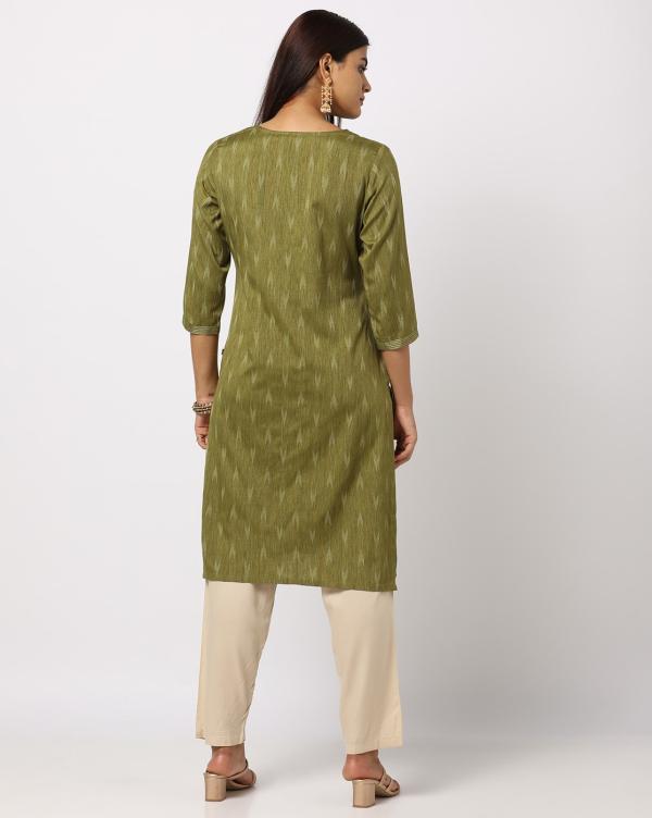 Straight Kurta with Embroidered Yoke JioMart