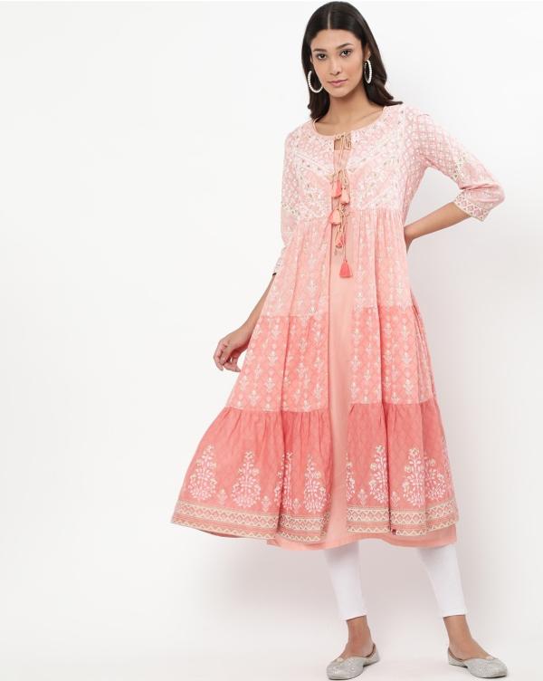 Double Layered Tiered Flared Kurta JioMart