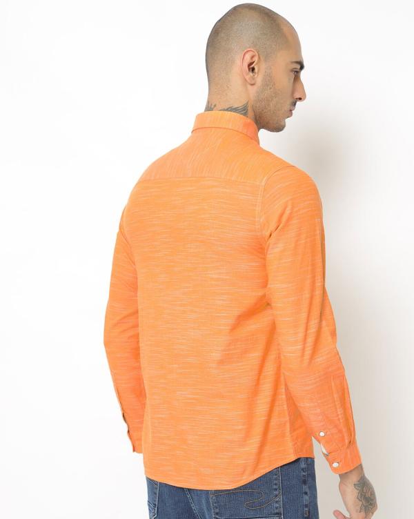 Heathered SpreadCollar Shirt with Patch Pocket JioMart