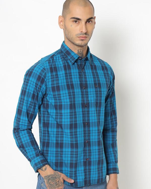 Checked SpreadCollar Shirt with Patch Pocket JioMart