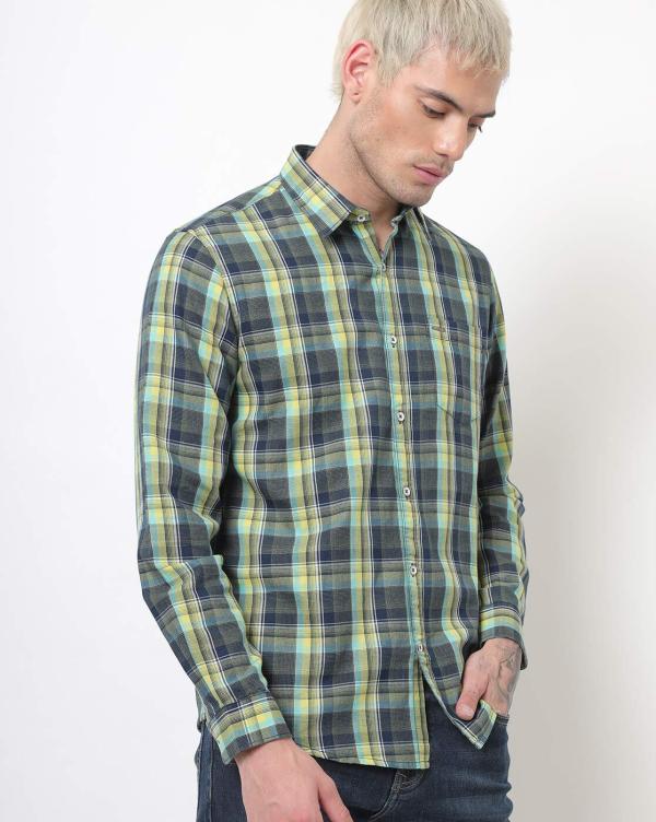 Checked SpreadCollar Shirt with Patch Pocket JioMart