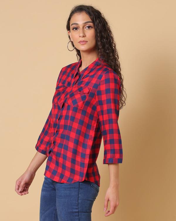 Checked Slim Fit Shirt with Flap Pockets JioMart