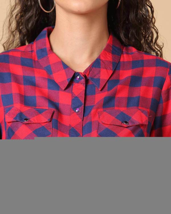 Checked Slim Fit Shirt with Flap Pockets JioMart