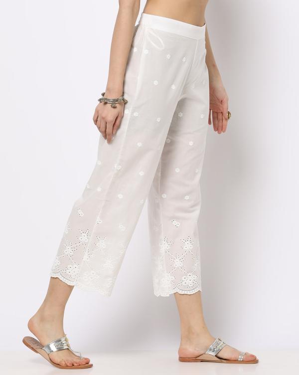 Floral Embroidered Palazzo Pants JioMart