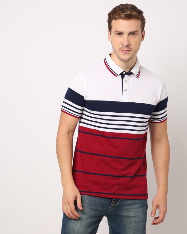 Colourblock Striped Polo T-Shirt - JioMart