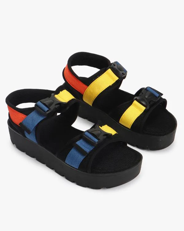 Colourblock Sandals with ClickClasp JioMart