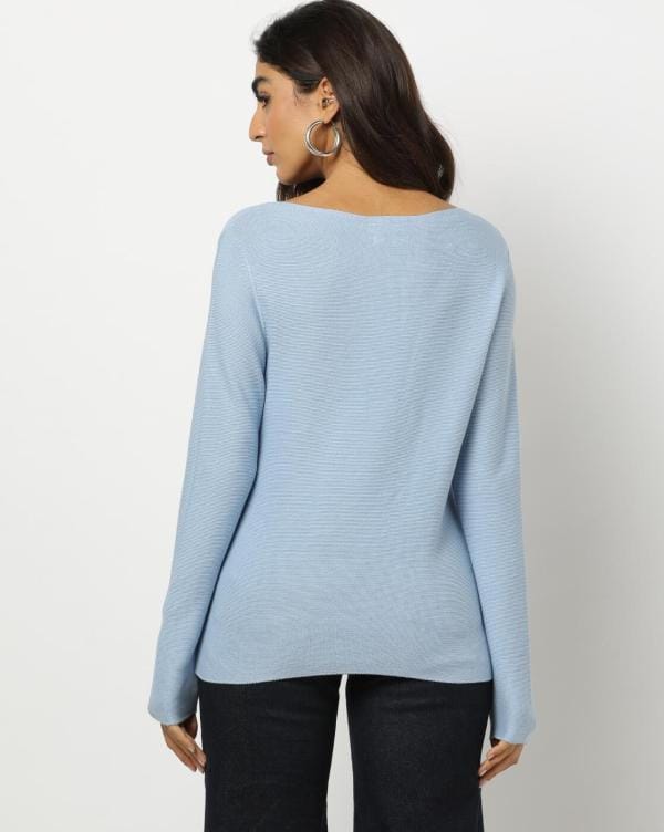 Ribbed BoatNeck Sweatshirt JioMart