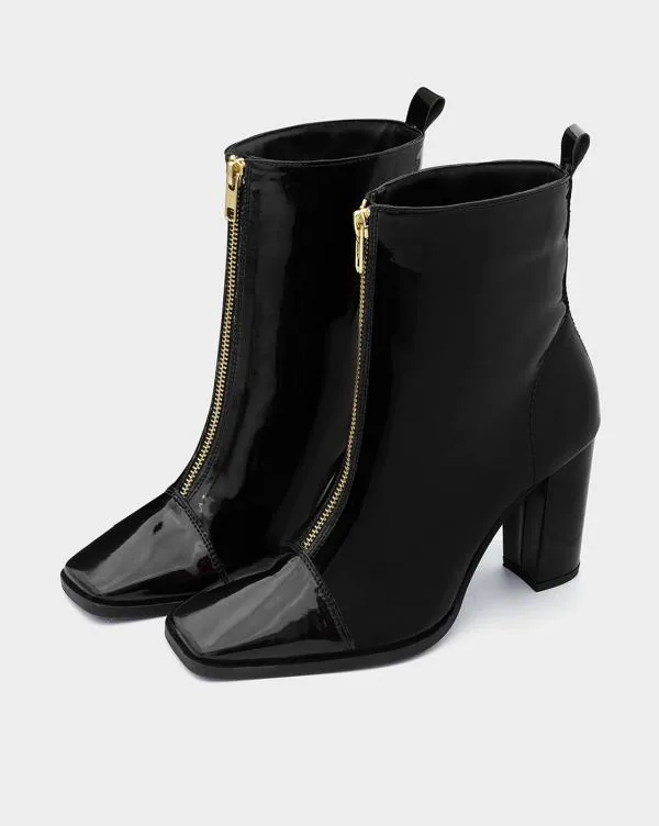 zippered low heeled ankle boots
