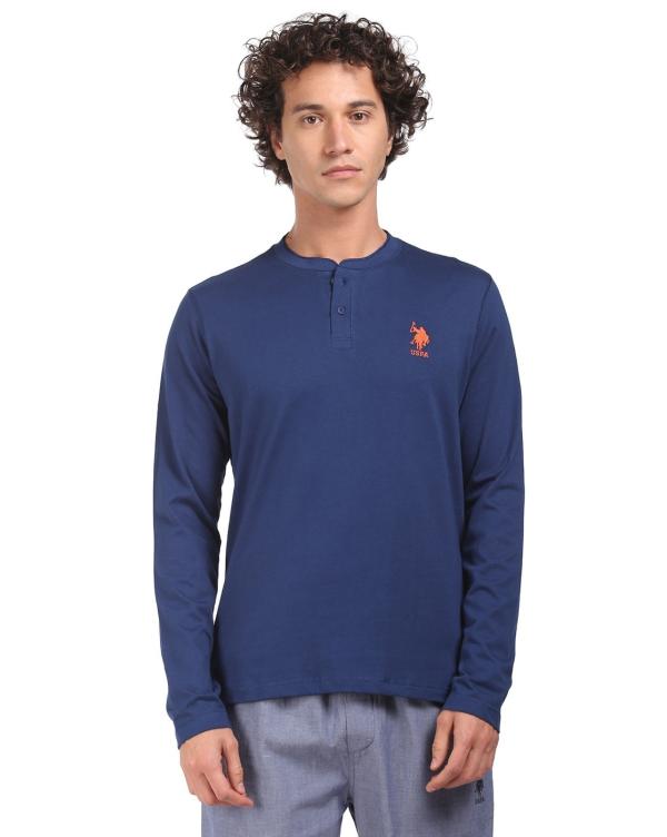 Henley Tshirt with Placement Brand Embroidery JioMart