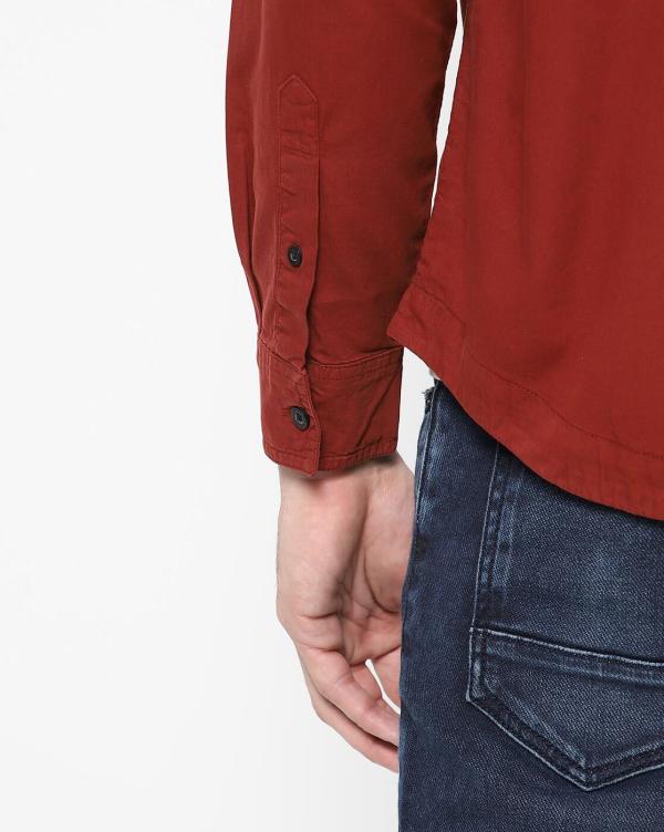 Spread Collar Cuffed Sleeves Shirt JioMart