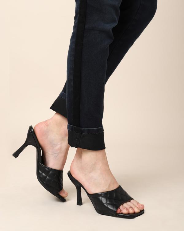 quilted open toe heels