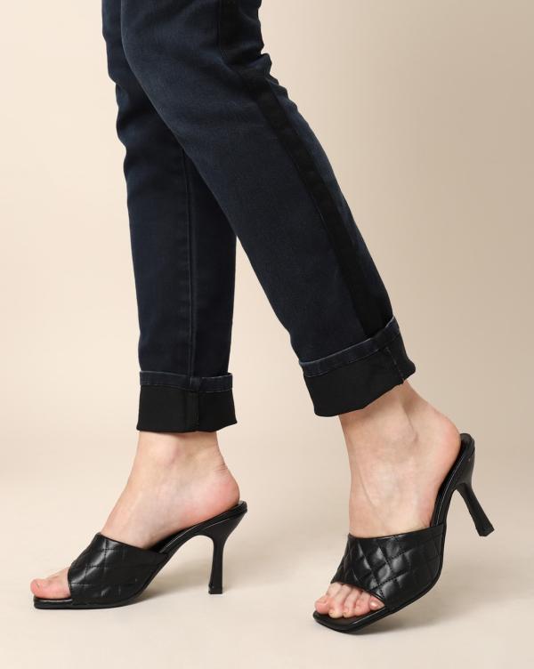 quilted open toe heels