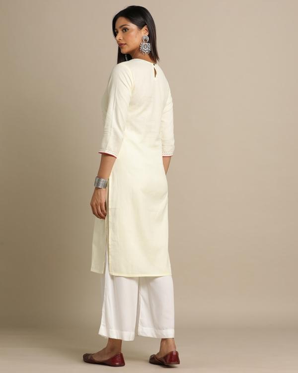 Straight Kurta with Embroidered Yoke JioMart