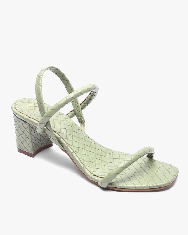 Basket Weave Slingback Chucky Heeled Sandals JioMart
