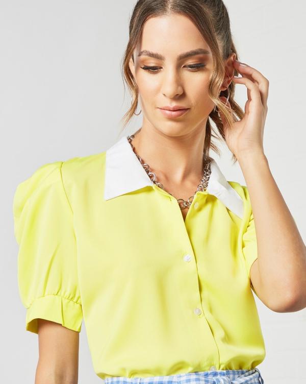 Slim Fit Shirt with Puff Sleeves JioMart