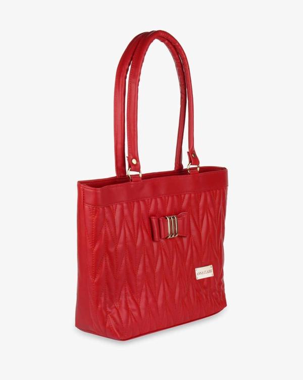 Quilted Shoulder Bag with Bow Applique JioMart