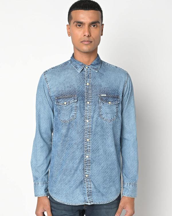 Printed Slim Fit Shirt with Flap Pockets JioMart