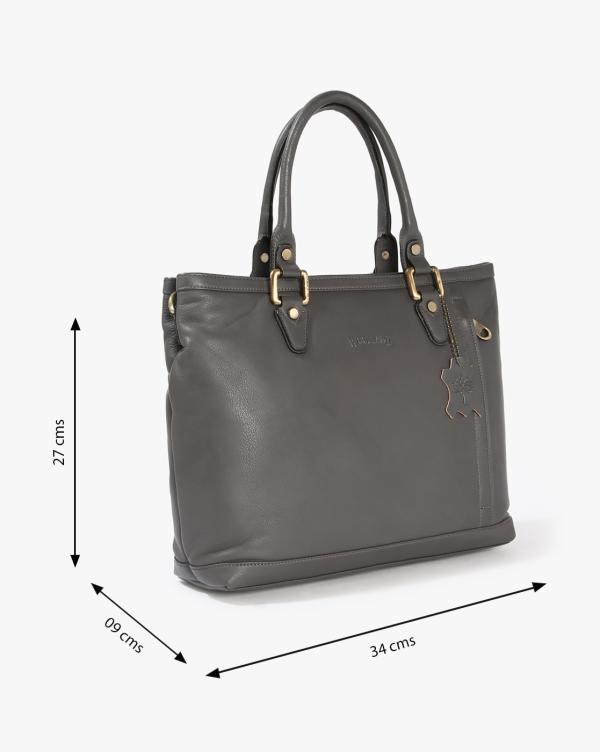 Leather Satchel with Zip Closure JioMart