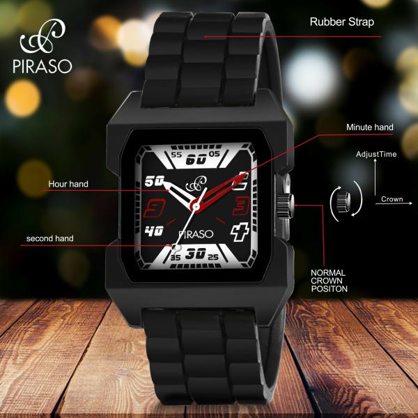 PIRASO Analog Black Dial Black Strap Watch for Boys JioMart