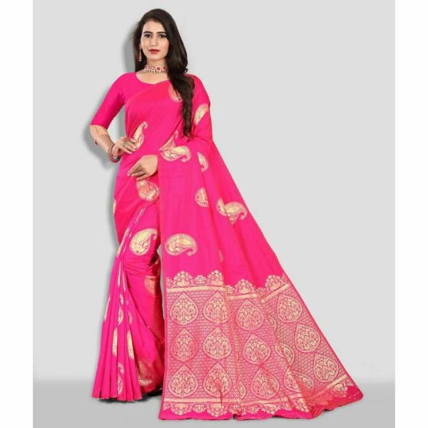 RIVANA Women Pink Woven Art Silk and Pure Silk Banarasi Saree JioMart