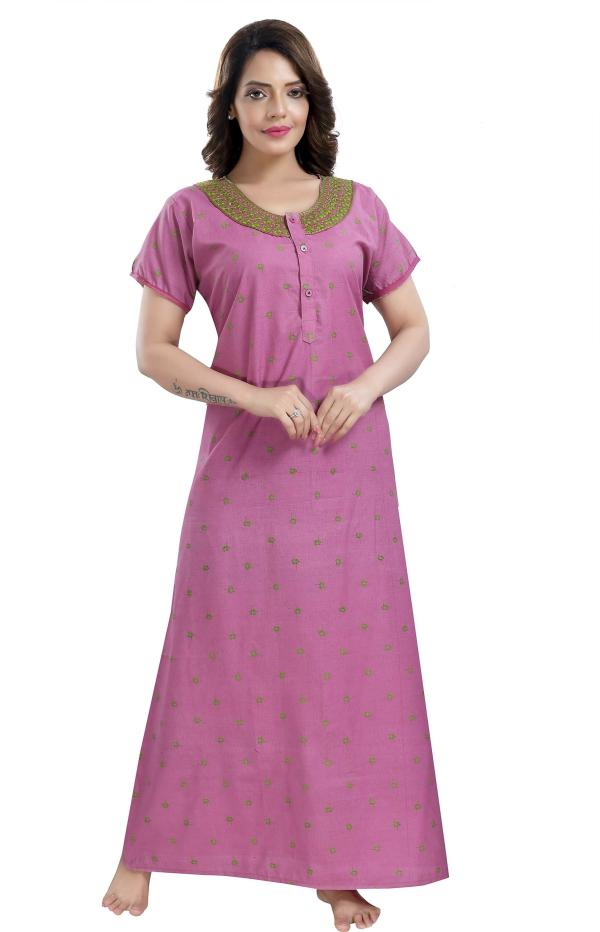 Ultraviolet Women Pink Floral Cotton Nighty JioMart