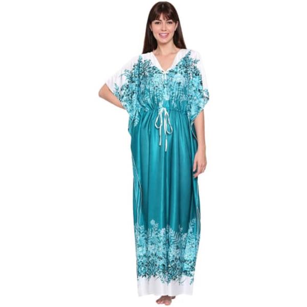 Women's Cotton Kaftan Nighty/ Night Gown Satin Printed 100 POLYESTER