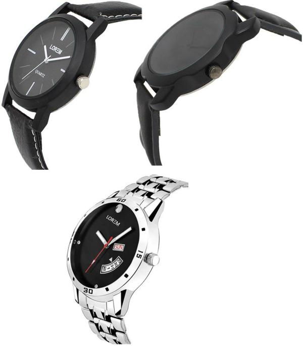 LOREM Black Analog Watch For Men Pack of 3 Watches JioMart
