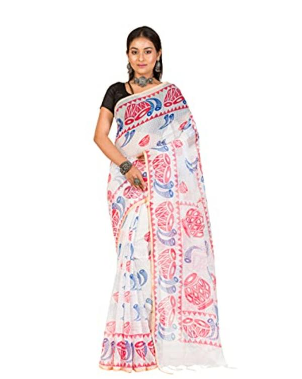 Raj Saree House Women's Traditional Cotton Silk Bengali Handloom Print