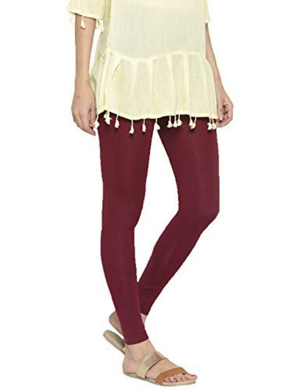 De Moza Women Maroon Solid Viscose Leggings JioMart