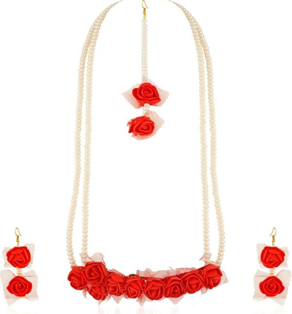 Mahi Women Alloy Jewellery Set (White, Red) JioMart