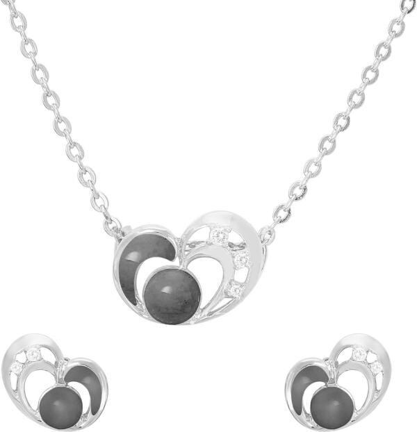 Mahi Women Rhodium Plated Brass, Alloy Jewellery Set (Black, White
