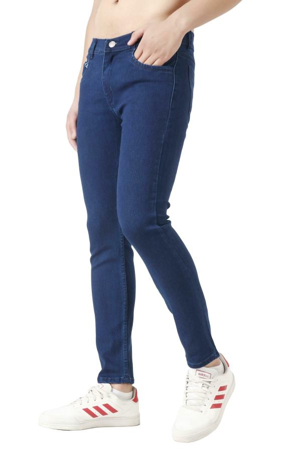 EditLook Men's Dark Blue Blended Denim Slim Fit Jeans JioMart