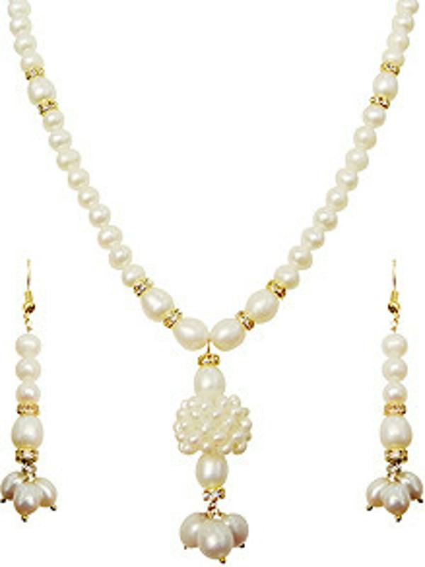 Classique Designer Jewellery Mother of Pearl Jewellery Set (White