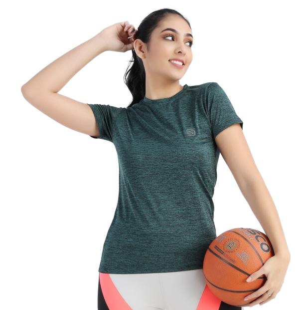 Half Sleeves DryFit Moisture Wicking Polyester Lycra Blend Round Neck TShirts for Women JioMart