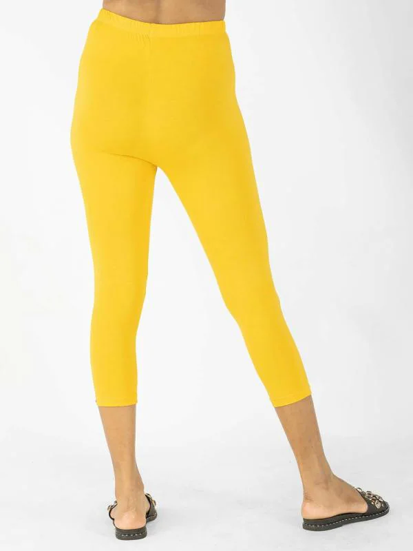 Indian Flower Women Yellow Capri Leggings JioMart
