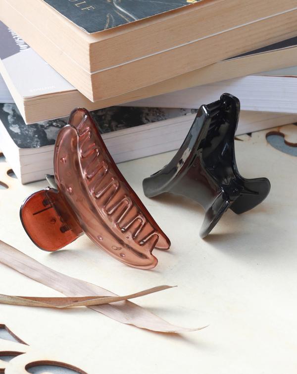 Ayesha Set Of Two Classic Black & Brown Claw Clutch Clips JioMart