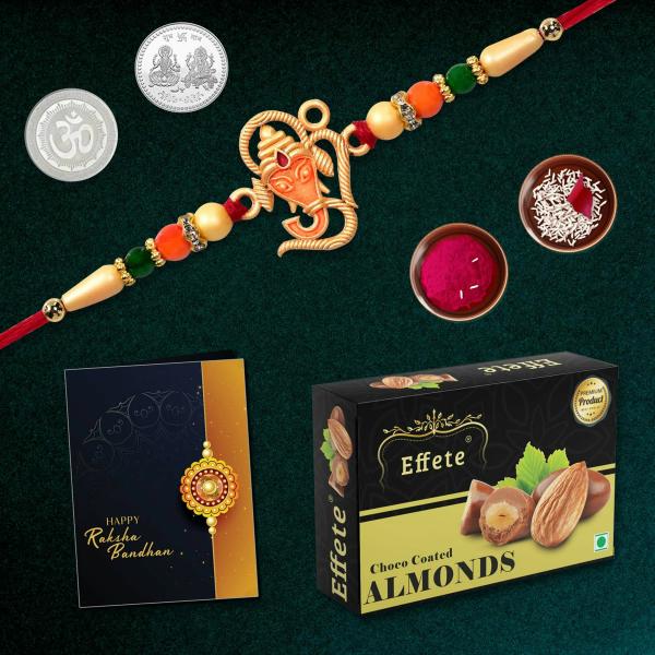 Deodap Multicolor Rakhi With Chocolates, Roli Chawal, Pair Of Pooja