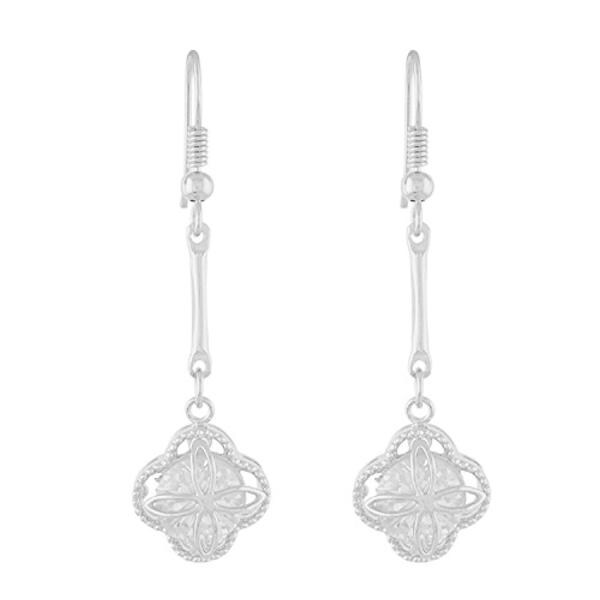 One Stop Fashion Floral Hanging Earrings Silver for Girls and Women