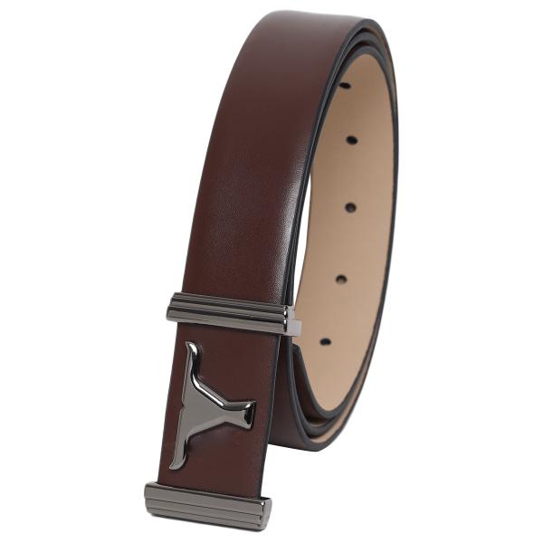Bulchee Men's Genuine Leather Flat Buckle Belt (Formal, Brown