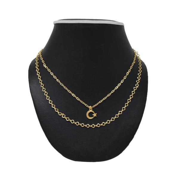 CITYSIGN Delightful Double Layer star moon necklace pendant Chain