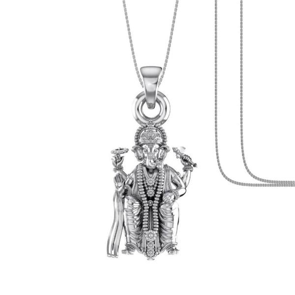 Akshat Sapphire Pure Silver God Ganesha Pendant With Chain Suitable For