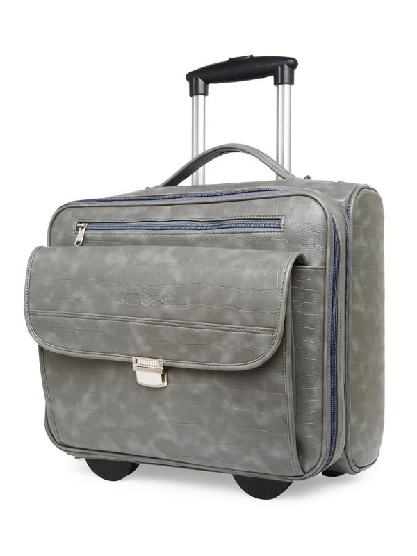 Mboss Grey Faux Leather Laptop Trolley Bag JioMart