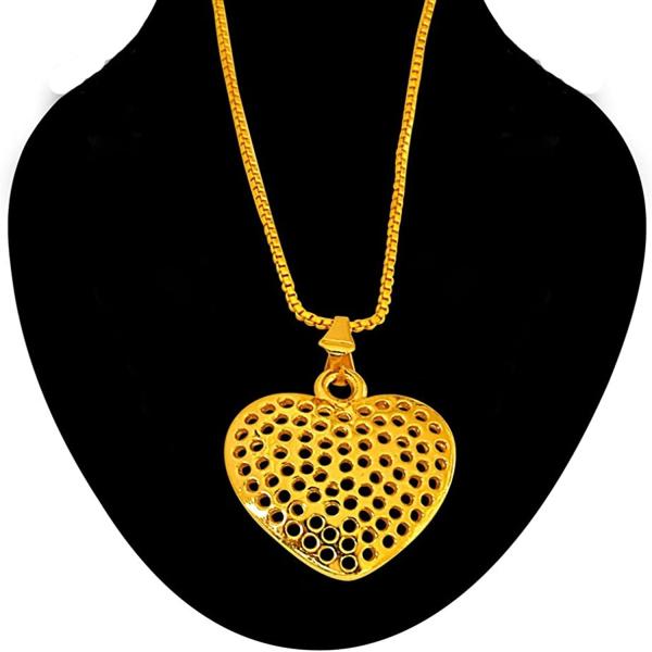 Surat Diamond Jewellery Heart Shaped Jali Style Gold Plated Pendant