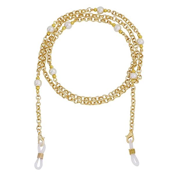 HADIE Specs Chain for Girls Women Stylish Pearl Embellished Golden Mask