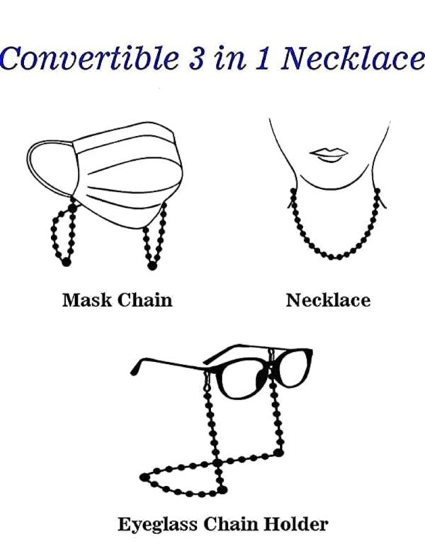 HADIE Specs Chain for Girls Women Stylish Pearl Embellished Golden Mask